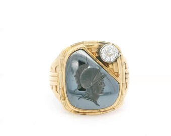 Vintage Intaglio Diamond Ring