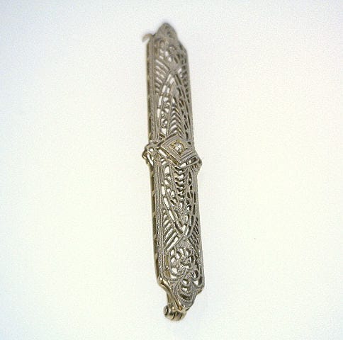 Product Image for 14K White Gold .03CTTW Single Cut Diamond Filigree Bar Pin vpl