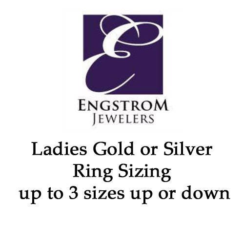 Gold or Silver Ladies Ring Sizing  (up to 3 sizes up or down)