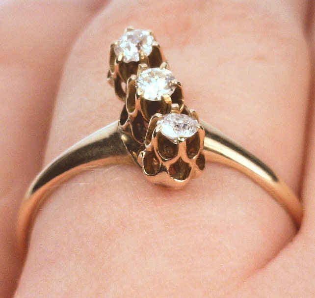 Product Image for Antique 14K Yellow Gold 0.20CTTW Old Mine Cut Diamond Buttercup Ring vpl