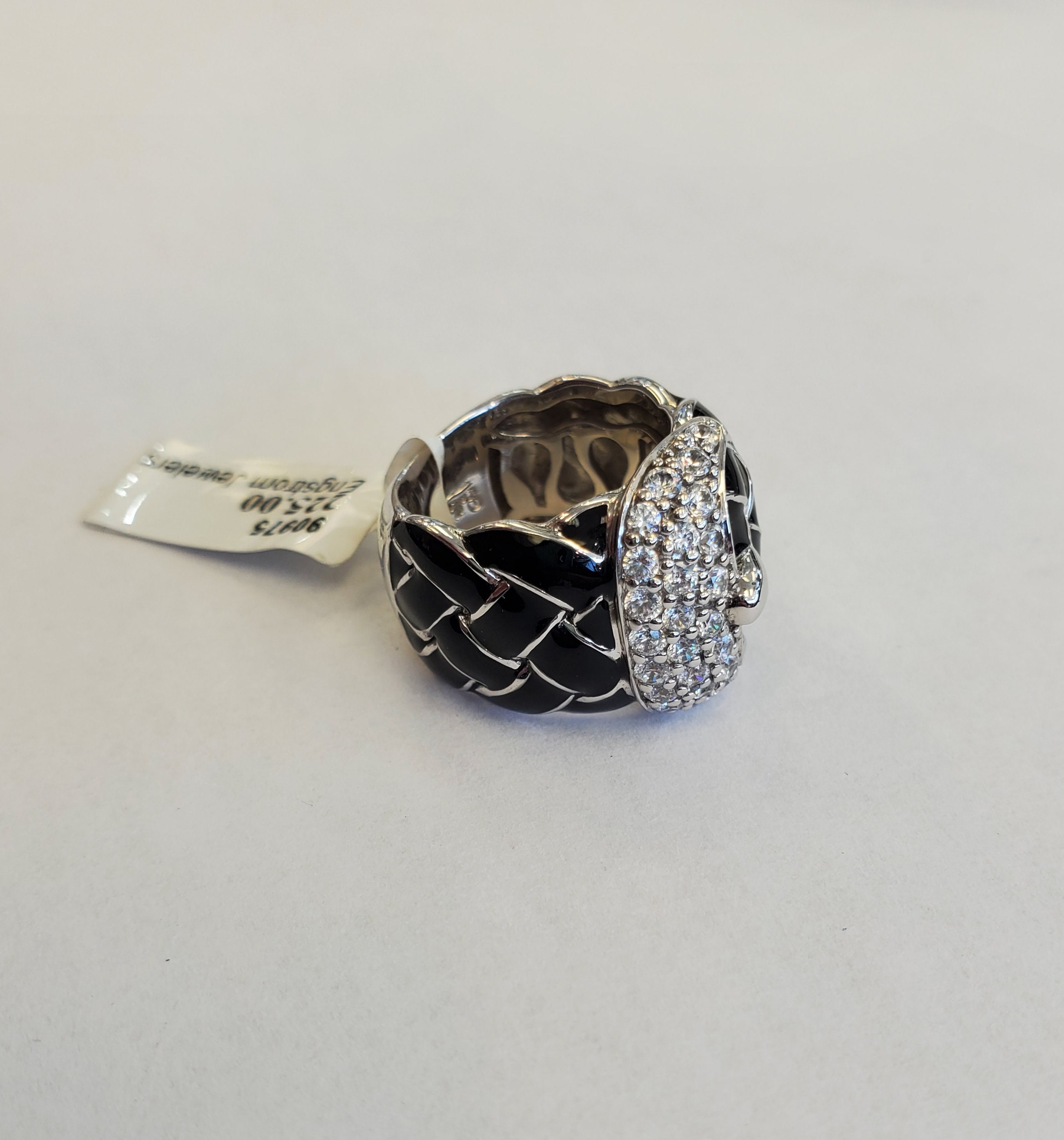 Product Image for Belle Etoile buckle enamel and CZ sterling ring size 6