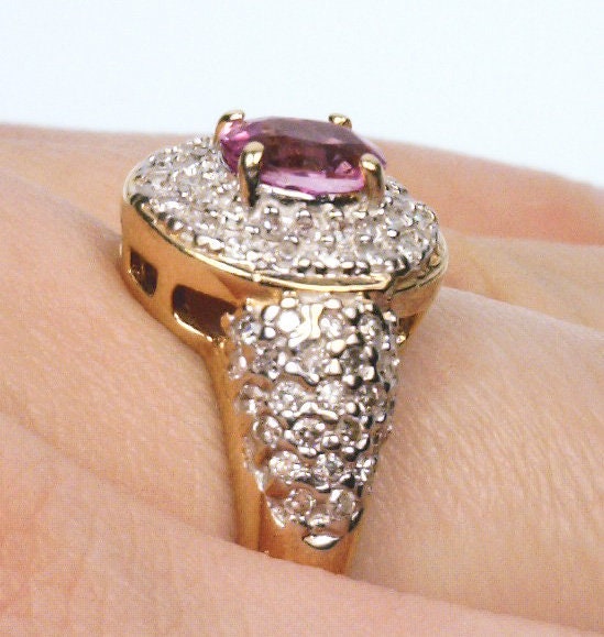 Product Image for 14K Gold .57CT Pink Sapphire .43CT Diamond Halo Ring