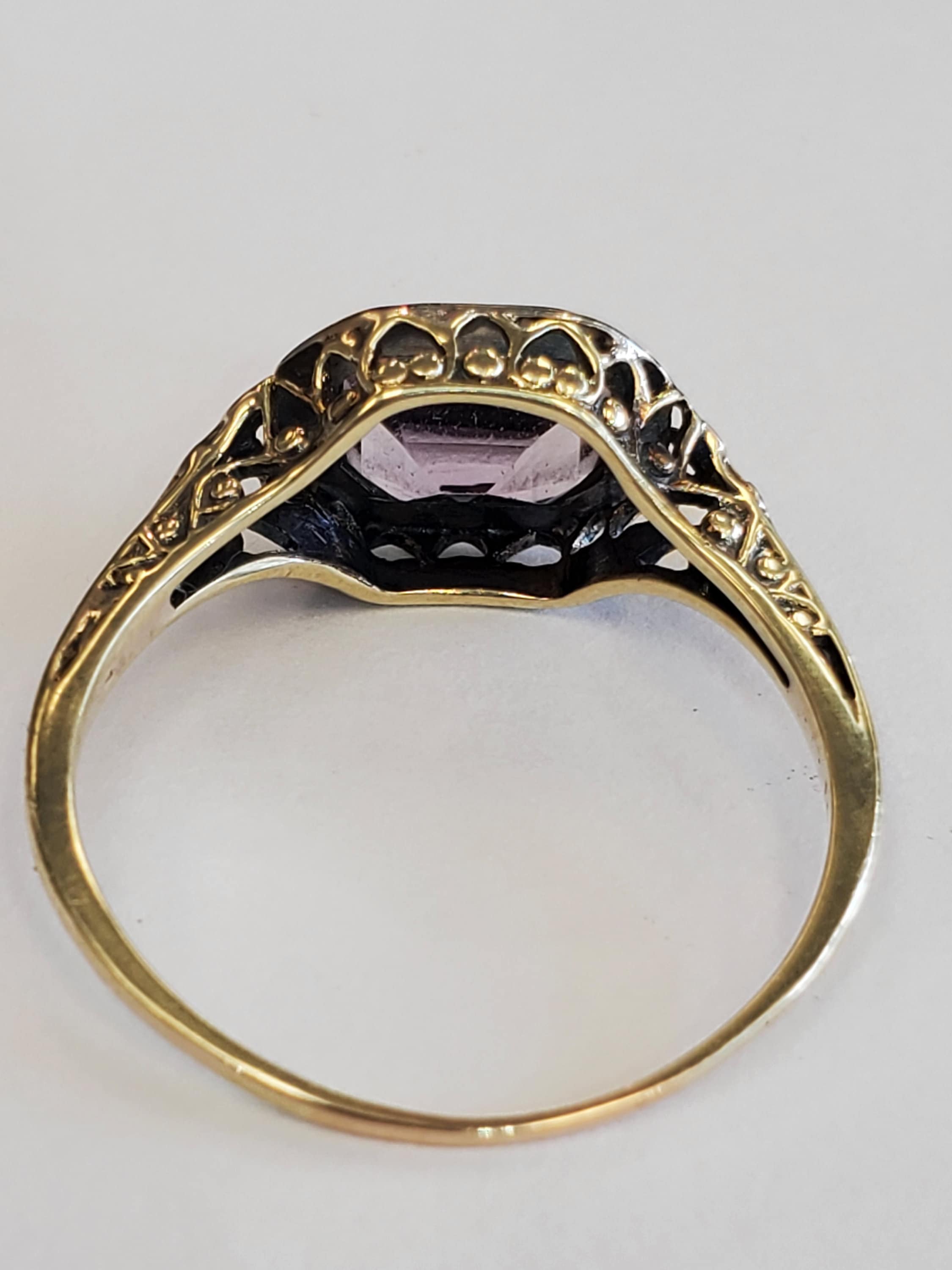 Product Image for Vintage filigree amethyst ring 14k two tone