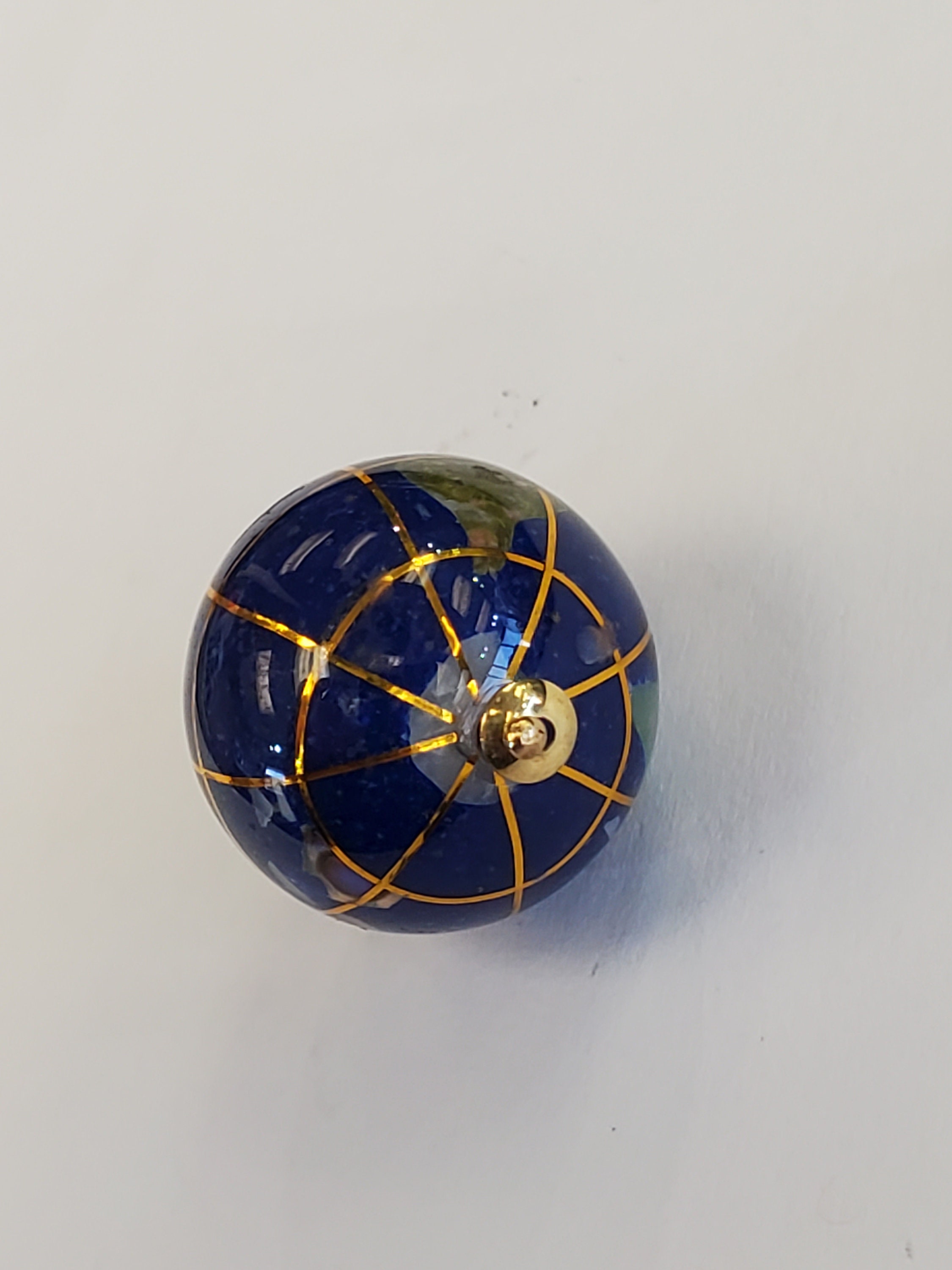 Product Image for Gemstone globe earth world 14k yellow gold lapis jasper agate mother of pearl pendant