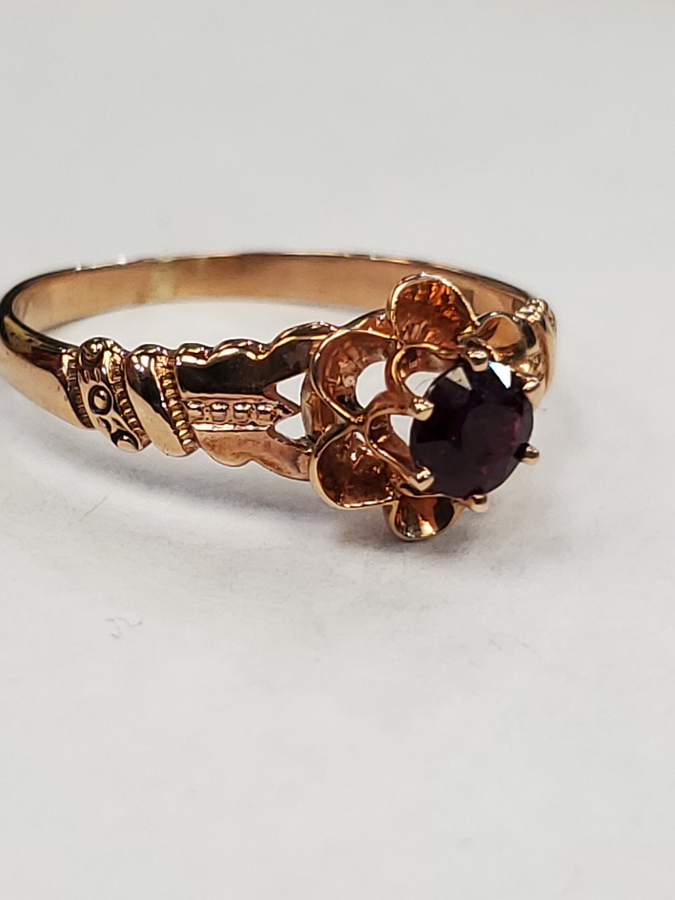 Product Image for Bernot & Heger antique garnet ring in 10k rose gold size 6.5