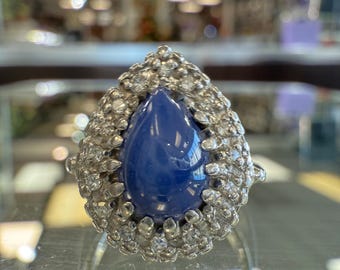 Pear Lab Star Sapphire and Diamond Ring