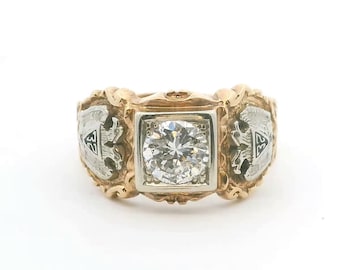 Diamond Double Eagle Masonic Ring