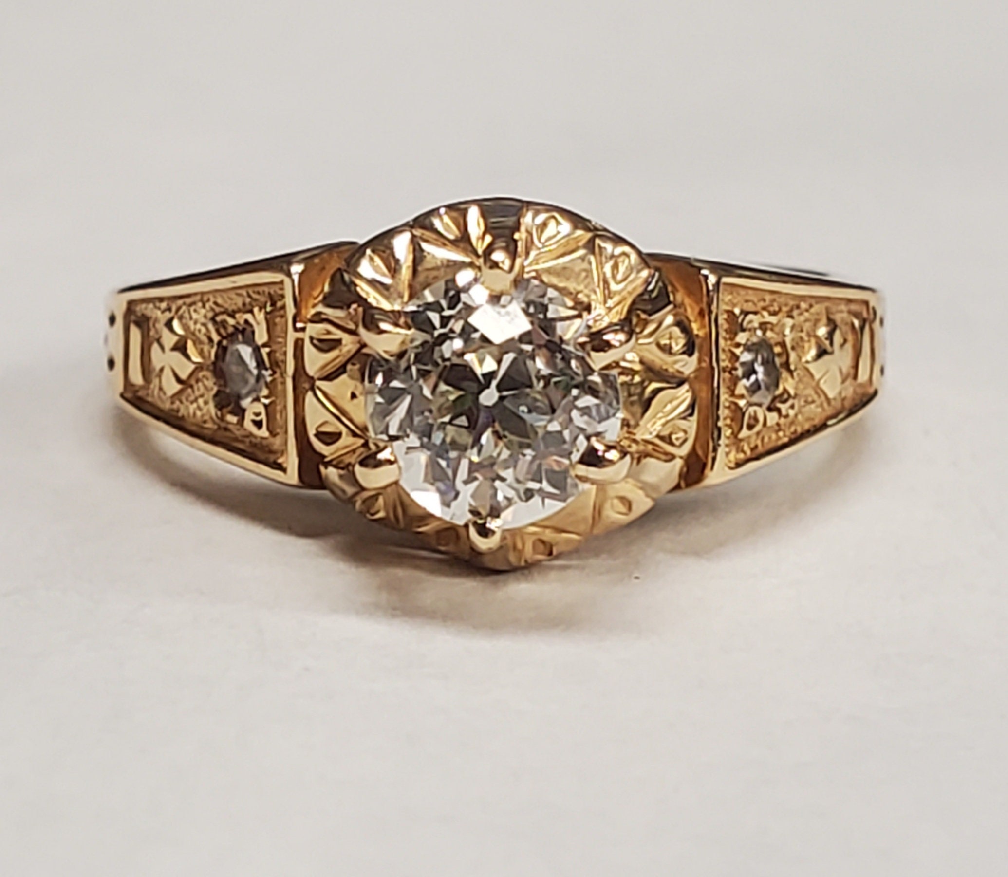 Product Image for Belcher 14k yellow gold .90 old European Cut Brilliant Diamond Ring Size 7