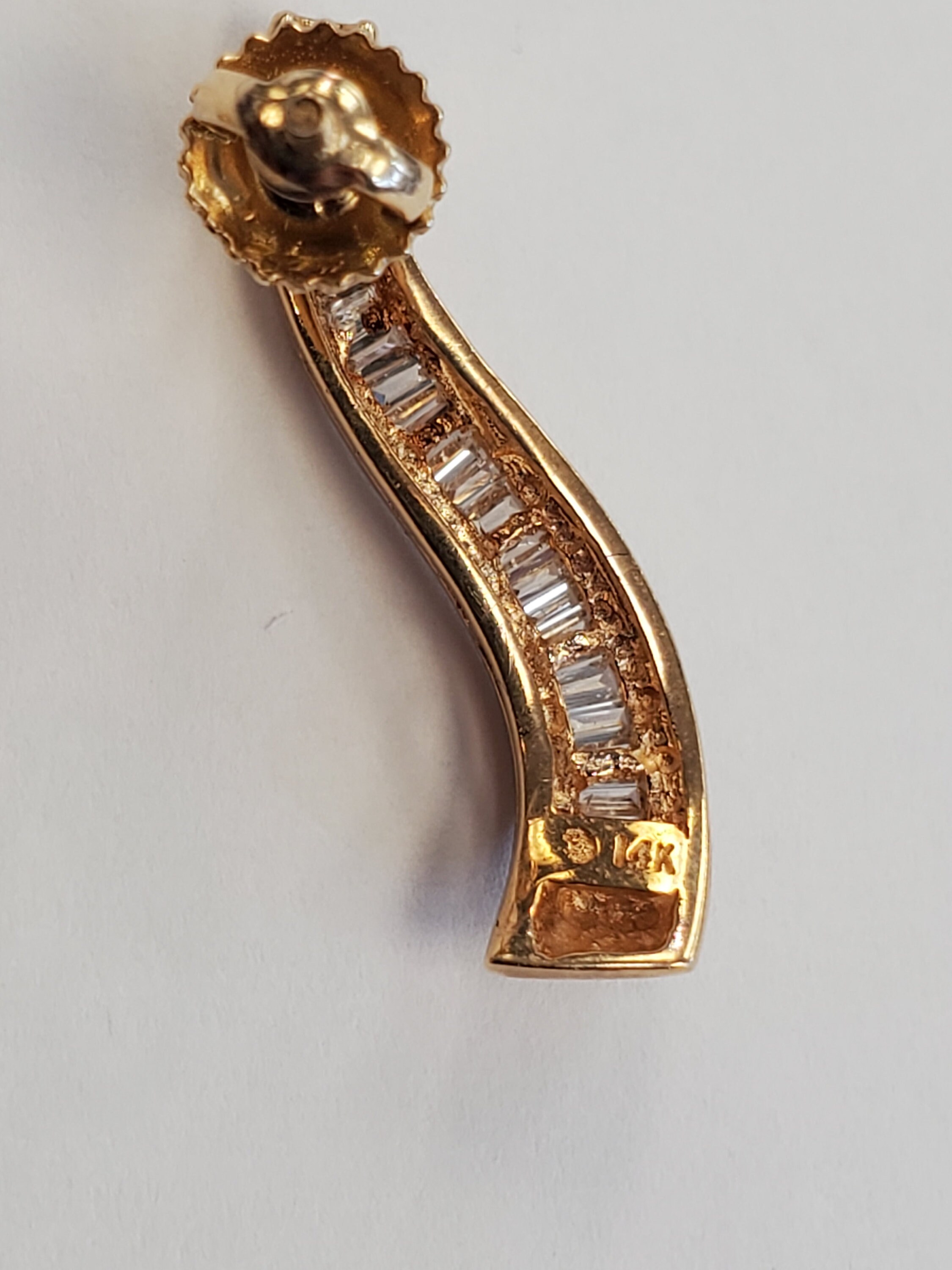 Product Image for Screwback Swirl Baguette Diamond Earrings 1/3cttw 14k Yellow Gold