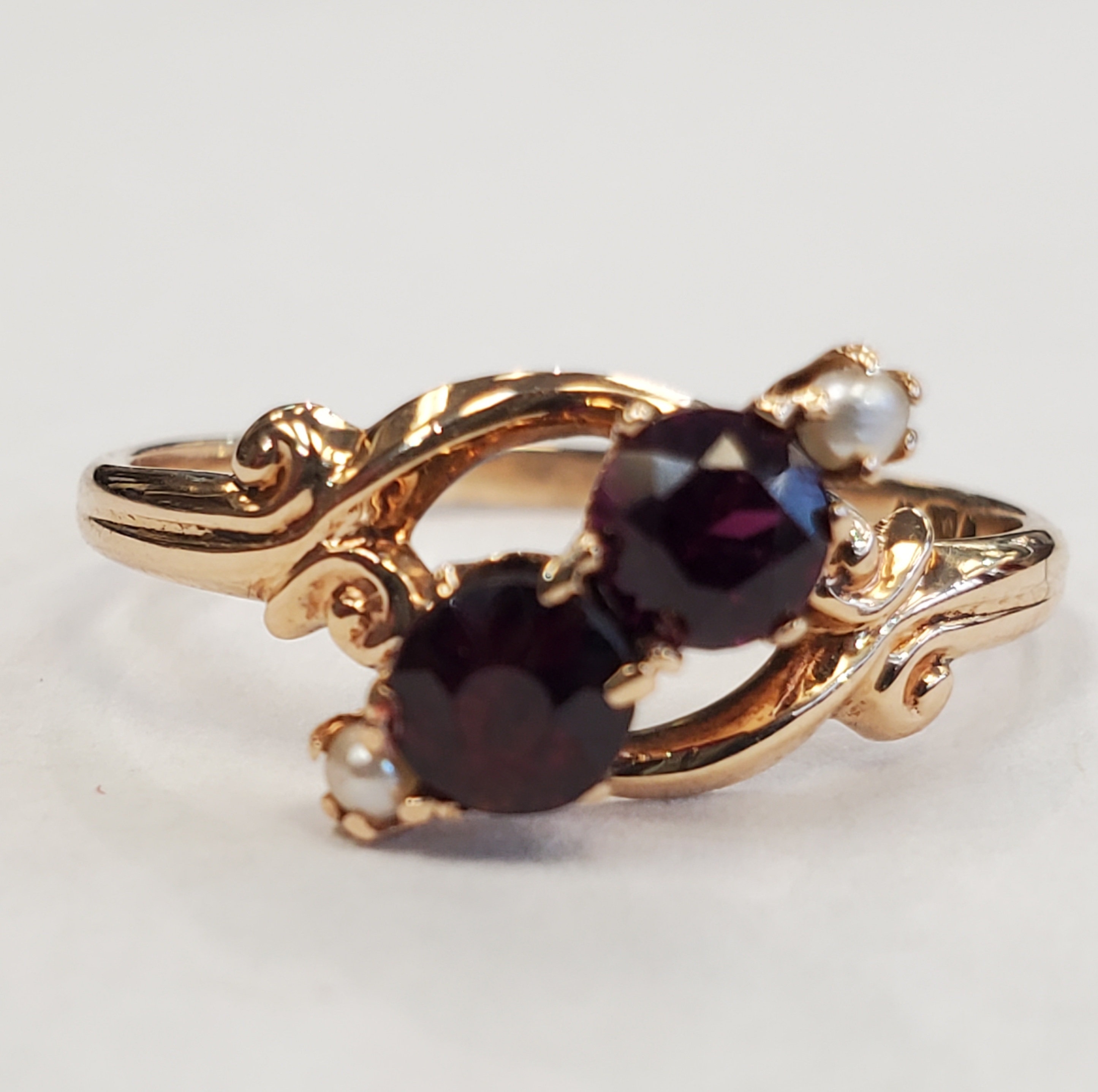 Product Image for Antique White Wile Warner rose cut garnet and seed pearl 10k yellow gold ring