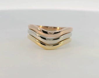 18kt Tri-colored Wave Band