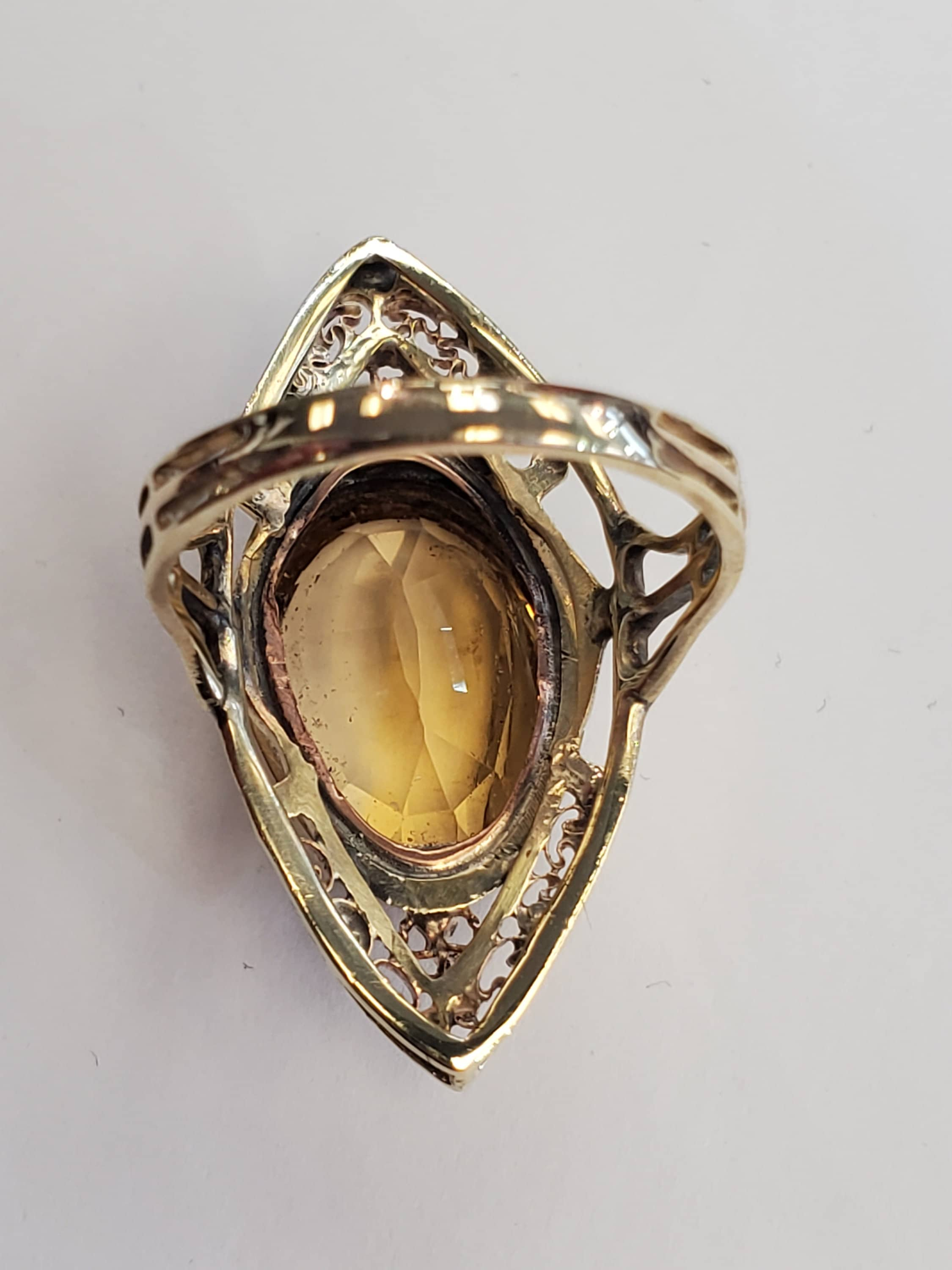 Product Image for Antique citrine filigree navette ring 14k yellow gold size 5.75