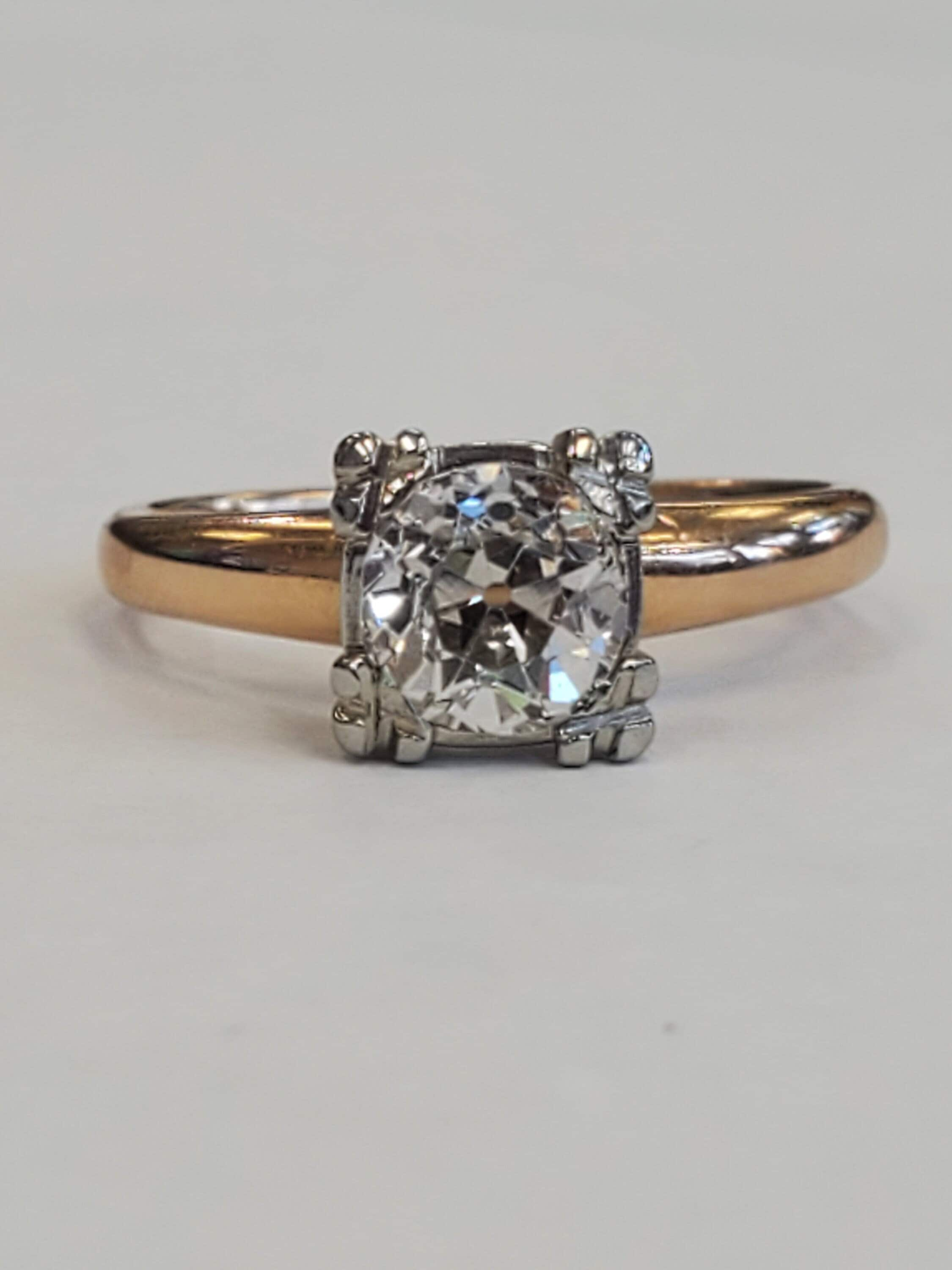 Old European Cut .75ct Solitaire 14k Yellow Gold Engagement Ring Size 5