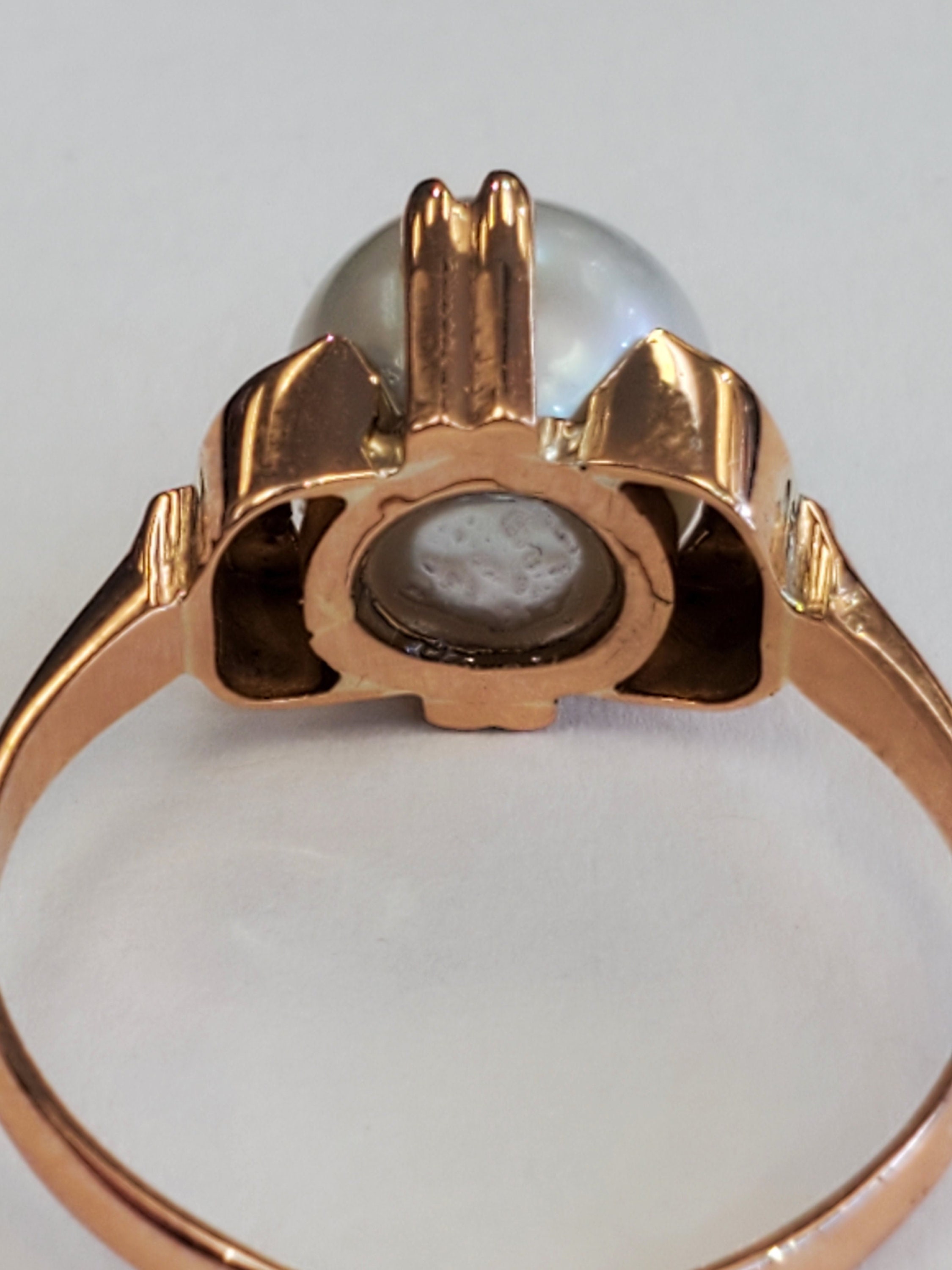 Product Image for Silver gray pearl 18k rose gold CPO hallmarked ring size 6.25