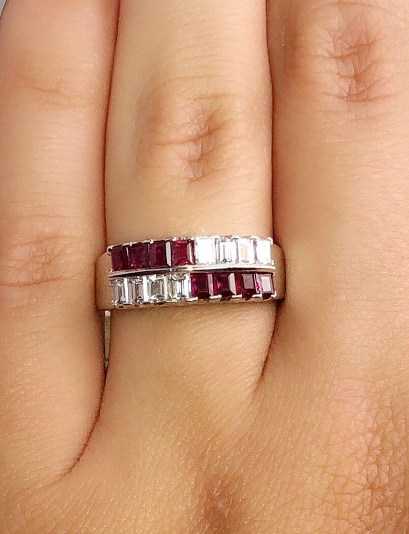 Product Image for Vintage 14K White Gold 1.04 CTTW Ruby & Diamond Band vpl