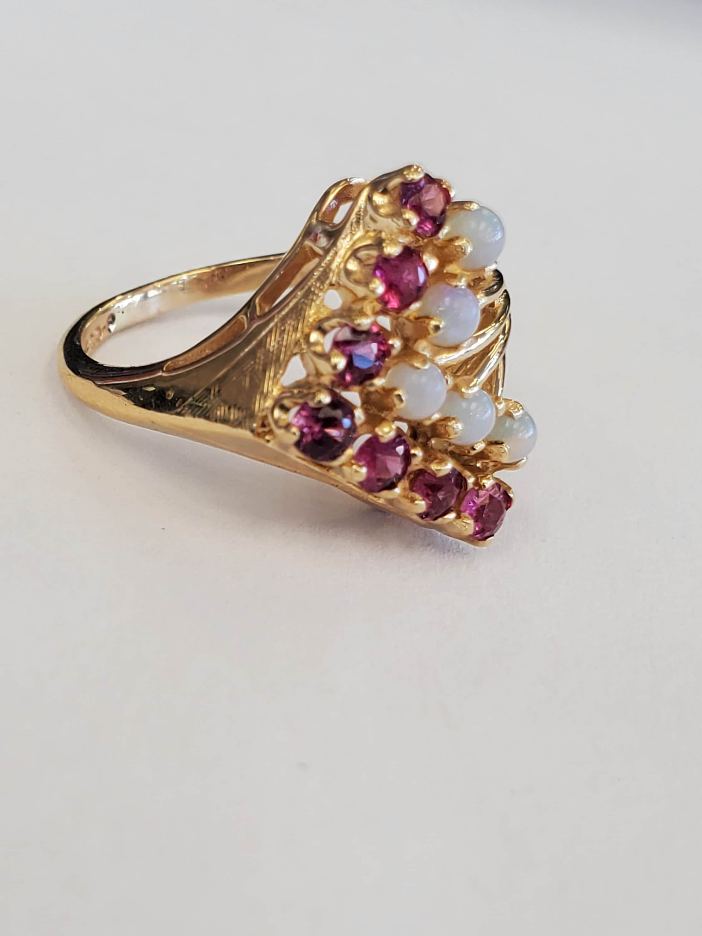 Product Image for SECO Retro ruby and opal 14k yellow gold ring size 4.5 Stein & Ellbogen Co.