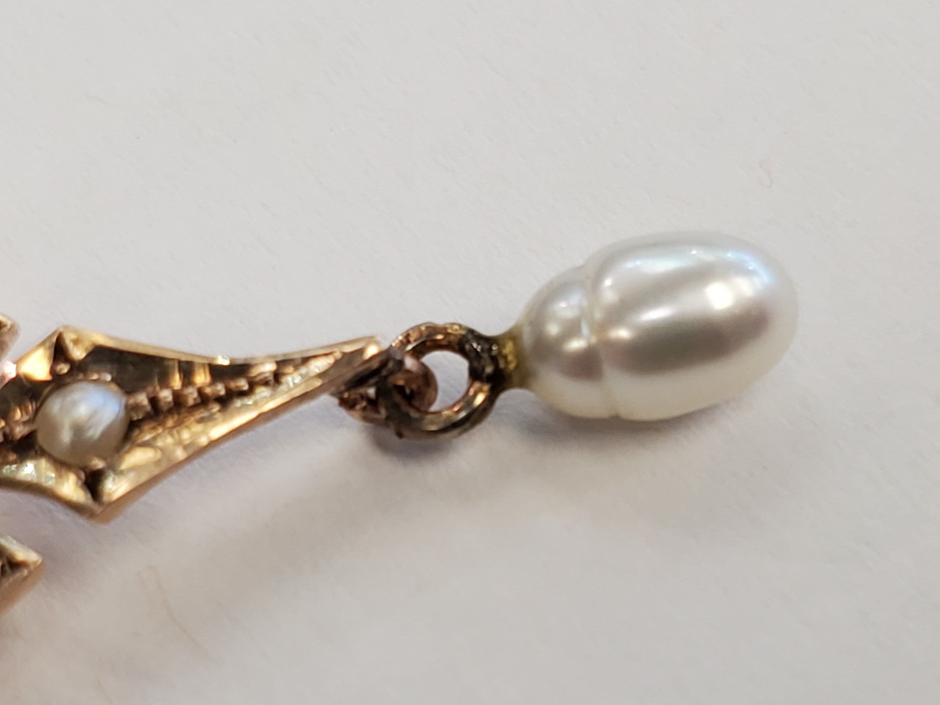 Product Image for Victorian seed pearl and coral lavalier pendant 10k yellow gold on chain