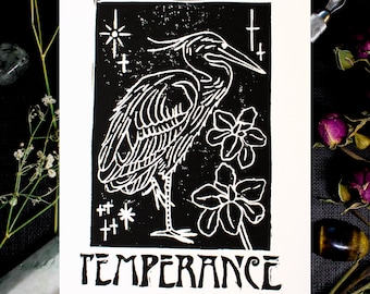 Temperance Tarot Linocut / 5 x 7 Print