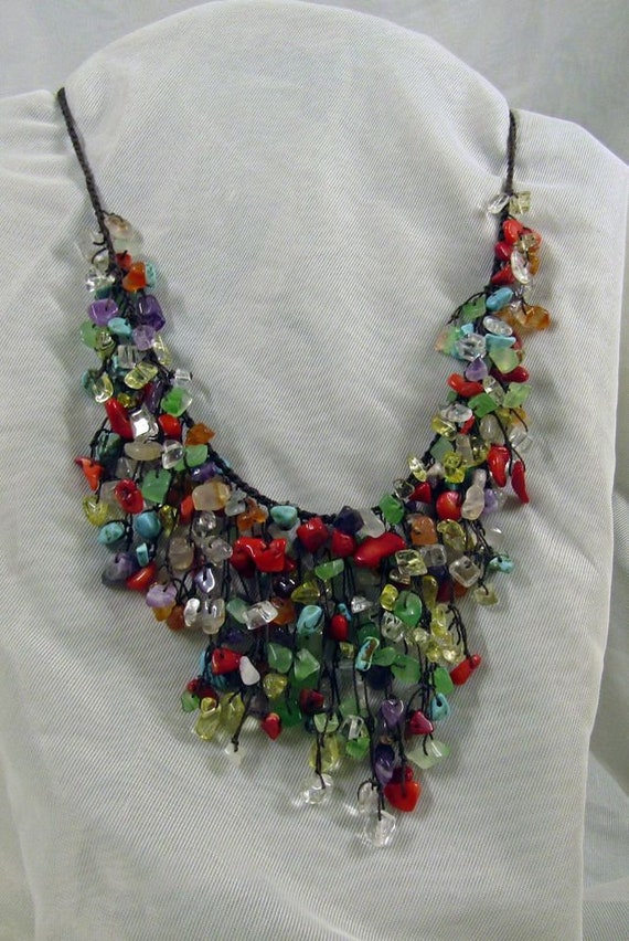 Multi colored -stone necklace - image 1