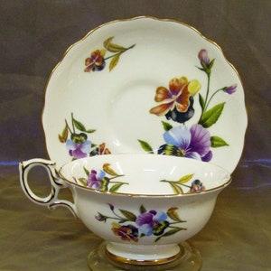Vintage English Hammersley & Co Pansy Teacup and Saucer