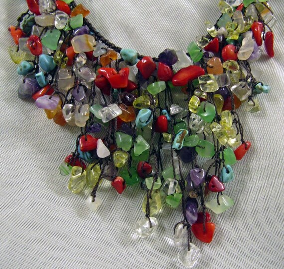 Multi colored -stone necklace - image 2