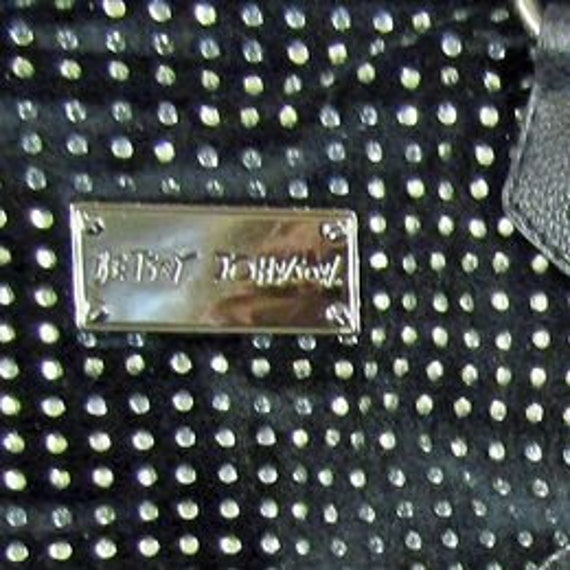 Vintage Betsey Johnson Polka Dot Grid Handbag/Sat… - image 7