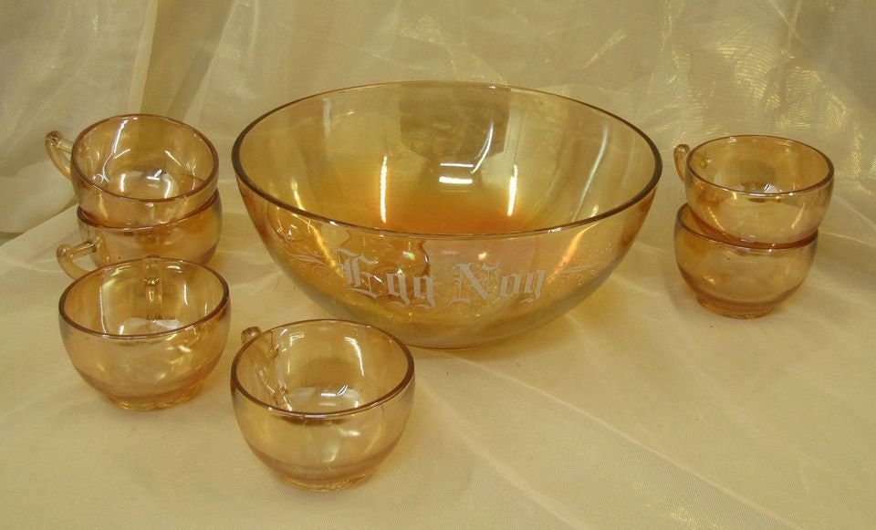 Egg Nog Punch Bowl Set Glass Co Carnival Glass Eggnog Bowl agrohort.ipb.ac.id