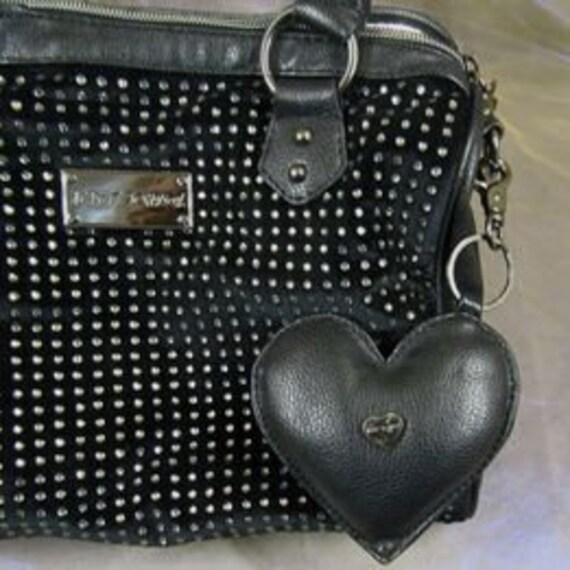 Vintage Betsey Johnson Polka Dot Grid Handbag/Sat… - image 4