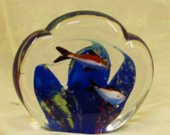 Small Aquatic Theme Glass Paperweight