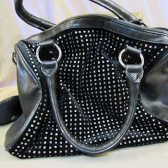 Vintage Betsey Johnson Polka Dot Grid Handbag/Sat… - image 2