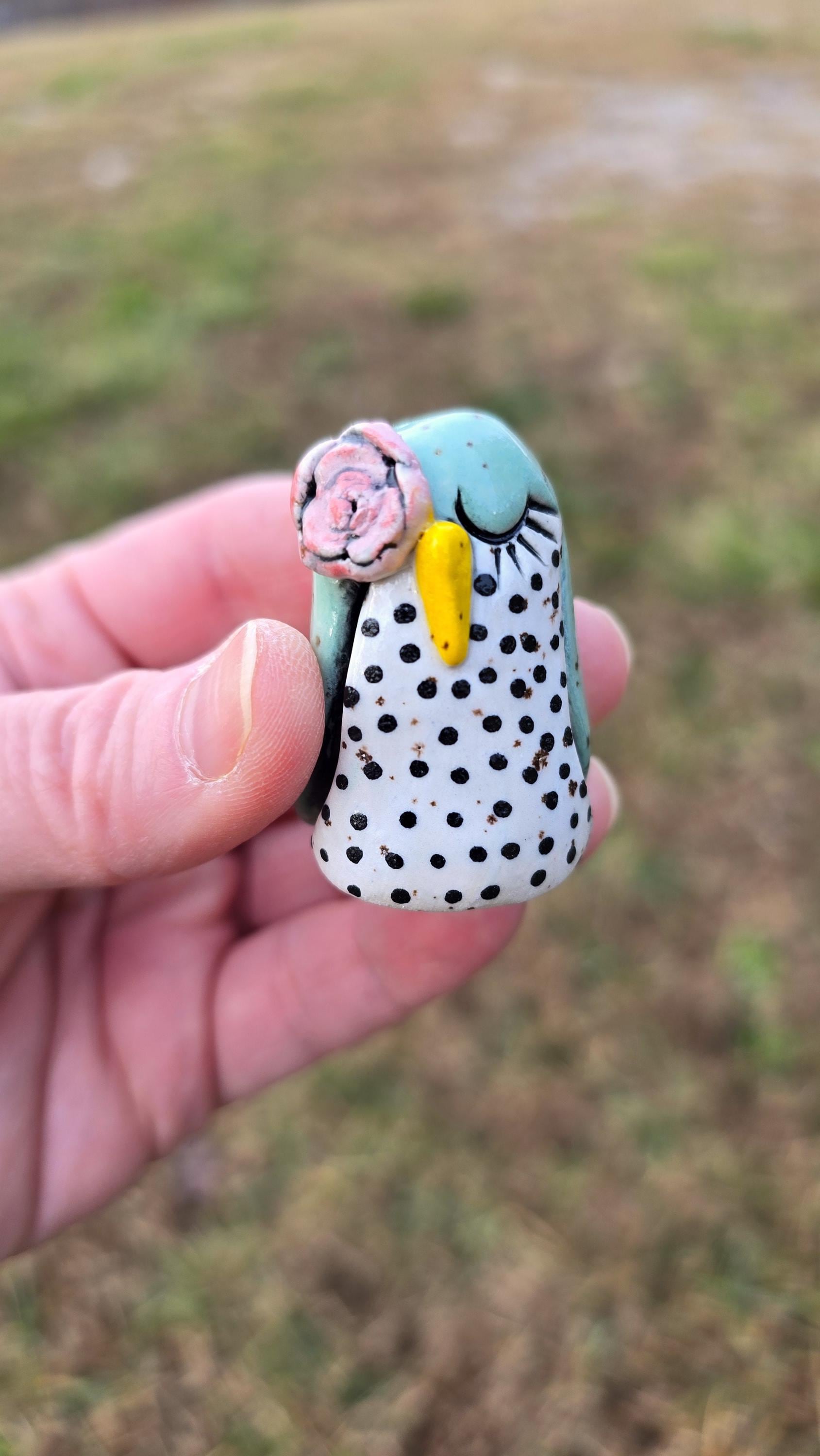 Miniature Ceramic Owls, Hand Painted Animals, Hand Built Pottery