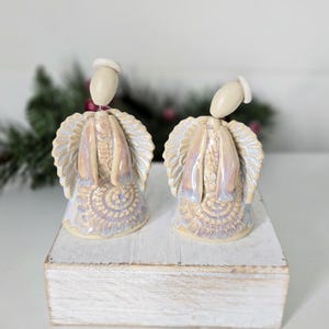 Handmade Iridescent Angel, Ceramic Holiday Decor