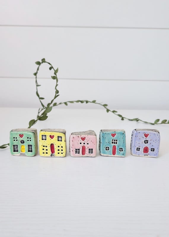 Miniature Ceramic Book Houses, Book Lover Gift, Collectable Art, Whimsical Decor