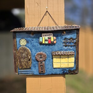 Ceramic Library Wall Hanging, Book Lover Gift