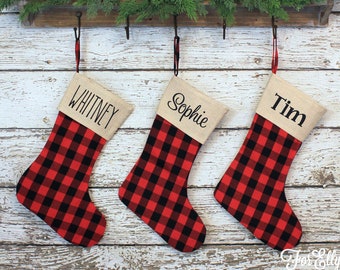 Buffalo check Christmas Stocking -  Personalized Plaid stocking