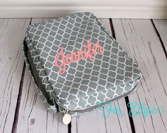 Gray Quatrefoil Bible Carrying Case - soft sided Bible cover