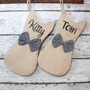 Cat Stocking - Personalized Plaid Christmas Pet stocking