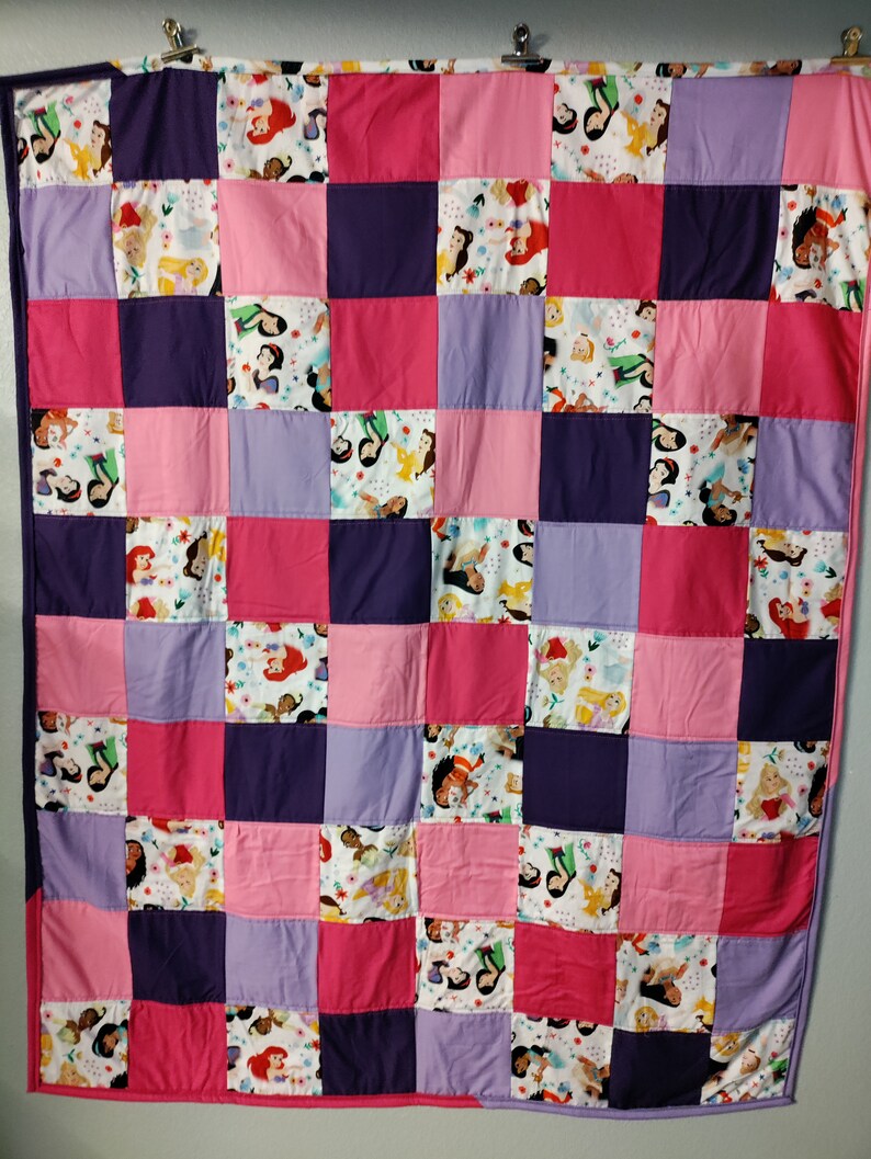 Disney Patchwork Princess Themed Patchwork Fleece Throw Quilt, Disney Princesses ...