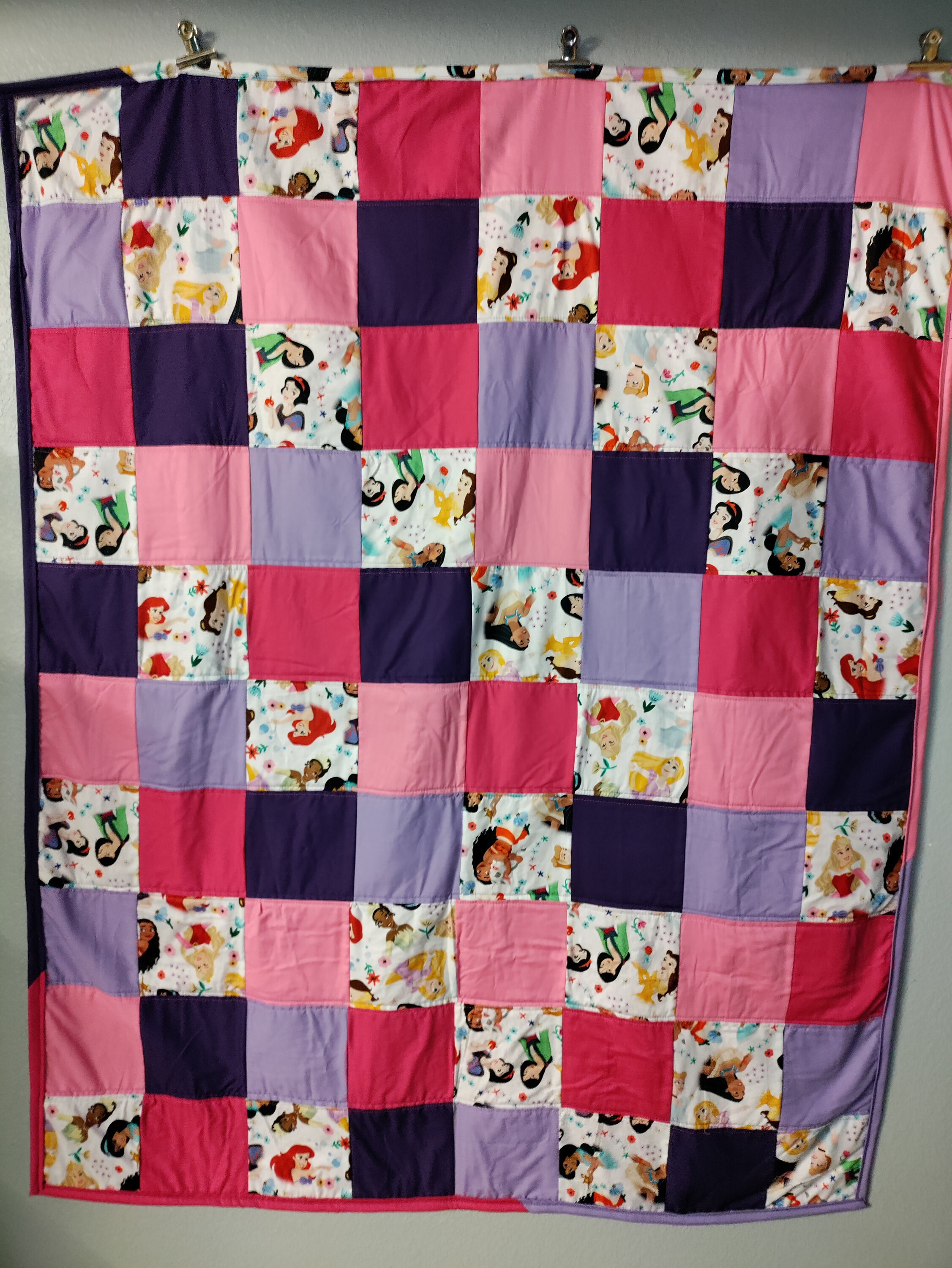Princess Themed Patchwork Fleece Throw Quilt, Disney Princesses ...