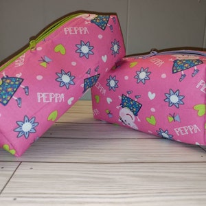 Neceser confeccionado con telas licenciadas Peppa Pig, Peppa Pig Cartoon, útiles escolares, neceser de viaje, bolsa de almacenaje, ROSA
