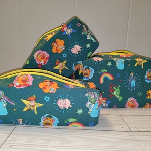 Toiletry Bag made with licensed Toy Story fabrics, Storage Bag, Toy Story Movies, Back to School, Boxy Bag, Pencil bag, childrens gifts