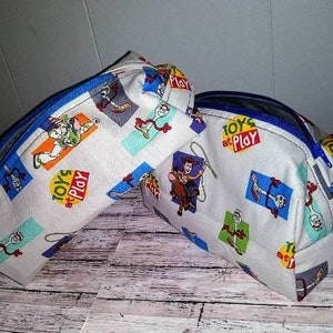 Toiletry Bag made with licensed Toy Story fabrics, Storage Bag, Toy Story Movies, Back to School, Boxy Bag, Pencil bag, childrens gifts