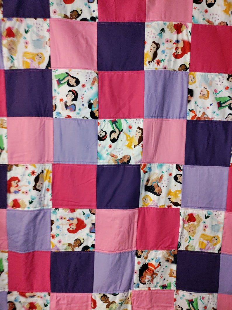 Disney Patchwork Princess Themed Patchwork Fleece Throw Quilt, Disney Princesses ...
