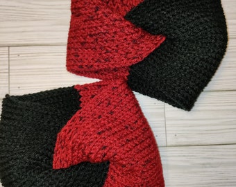 Twist knit ear warmers, Ear warmer, wide knit ear warmer headband, messy bun headband earwarmer, winter clothing, Red and Black
