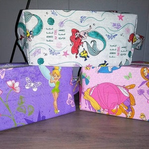 Disney Princesses themed toiletry bags, The Little Mermaid, Tinkerbell, Boxy bags, School Supplies