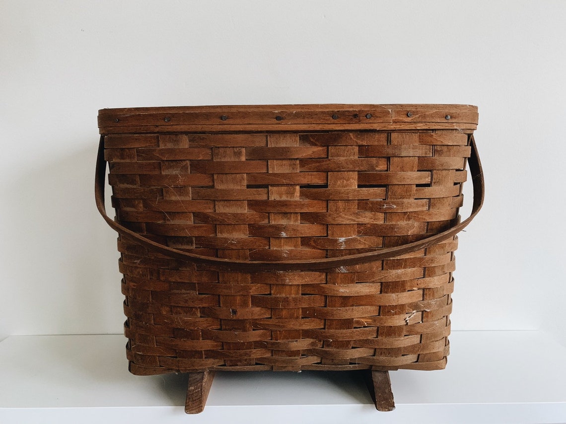 Vintage Longaberger Magazine Basket Etsy