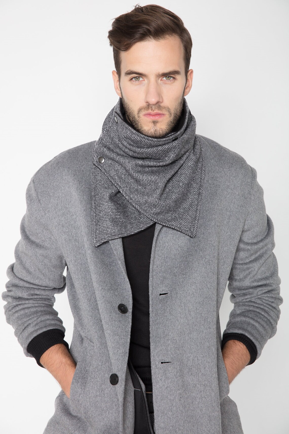 Mens Scarf Scarf With Snaps Winter Scarf Neckwarmer Scarf Etsy