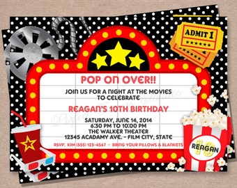 Movie Invitation for Boys Movie Birthday Invitation Boy - Etsy
