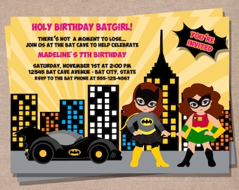 Batgirl Birthday Invitation - Batgirl Invitation - Girl Birthday Invitation - Batgirl Printable Invitation - Kids Invitation - Superheroes