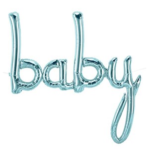 Blue Foil Script - Globos para bebés - Decoraciones de baby shower - Globos azules - Decoraciones de baby shower - Globos de letras - Globos de frase